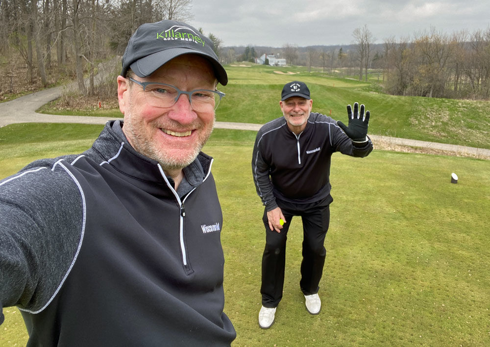 Gary D'Amato and Mike Davis social distancing selfie